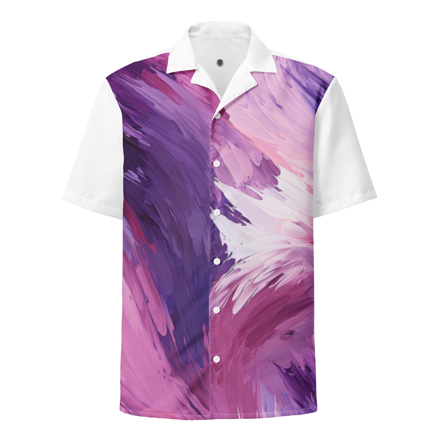 Funky Tiger® Purple and White Brush Summer Shirt: Bold Style Meets Breezy Comfort