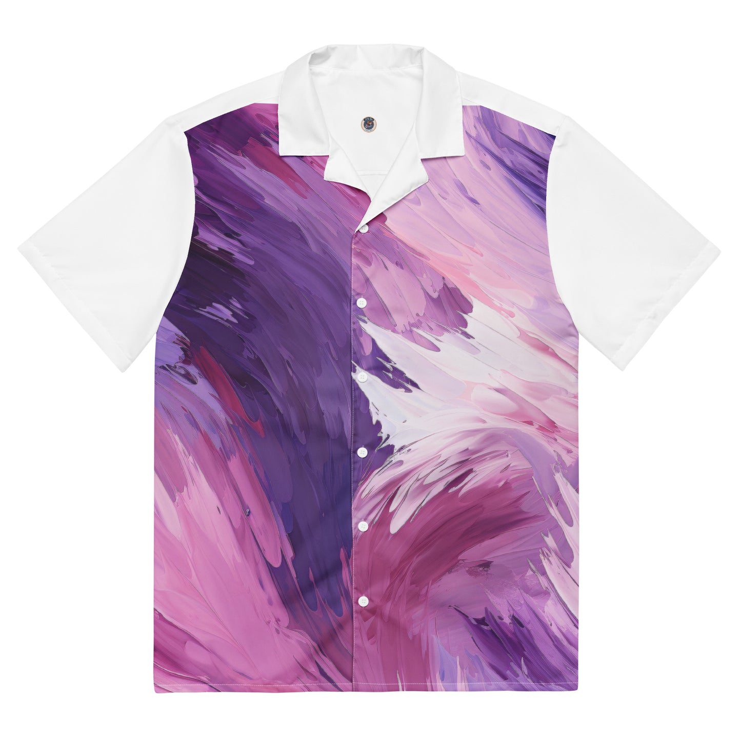 Funky Tiger® Purple and White Brush Summer Shirt: Bold Style Meets Breezy Comfort