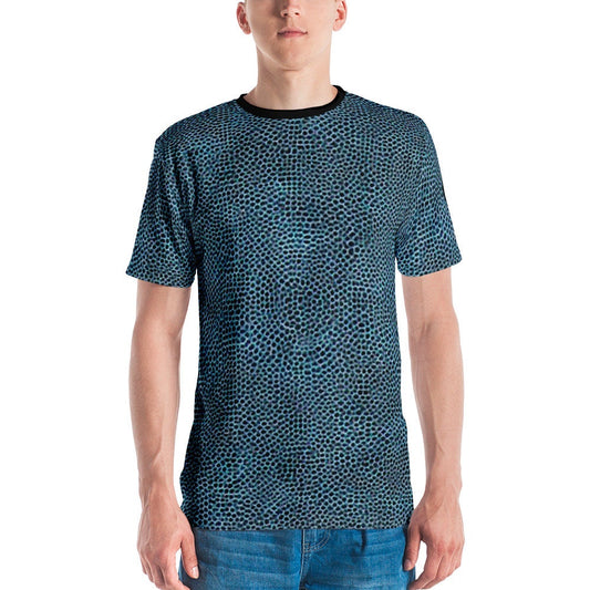 Funky Tiger® Men's Blue Leather Premium Polyester T-shirt