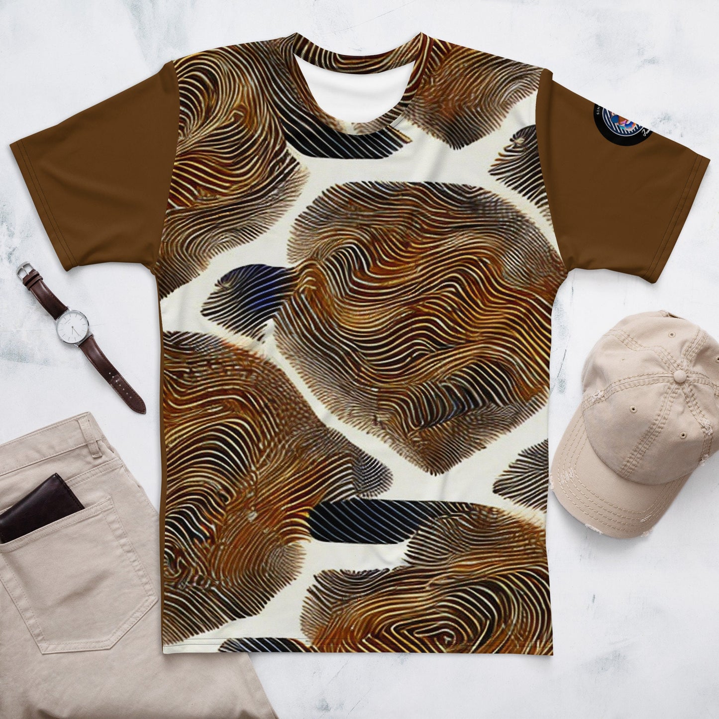 Funky Tiger® Men's Hawaii Brown Shoals Premium Polyester T-shirt Men's T-shirt