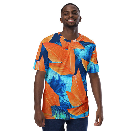 Funky Tiger® Men's  Hawaii Orange Leaf Premium Polyester T-shirt