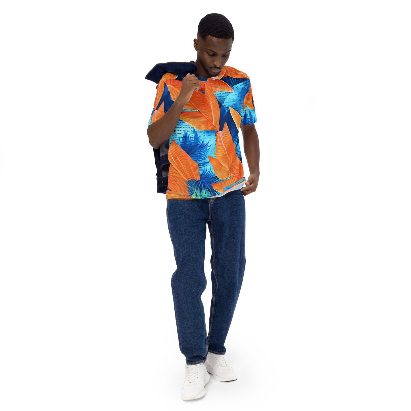 Funky Tiger® Men's  Hawaii Orange Leaf Premium Polyester T-shirt
