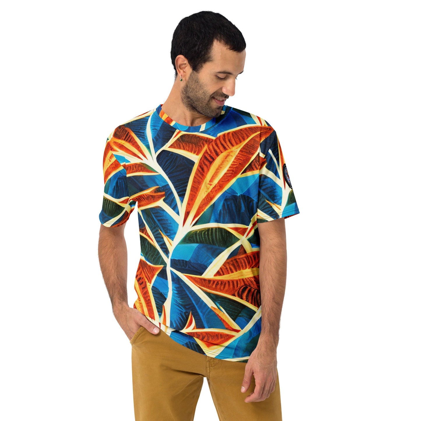 Funky Tiger® Men's Hawaii Red Palms Long Premium Polyester T-shirt