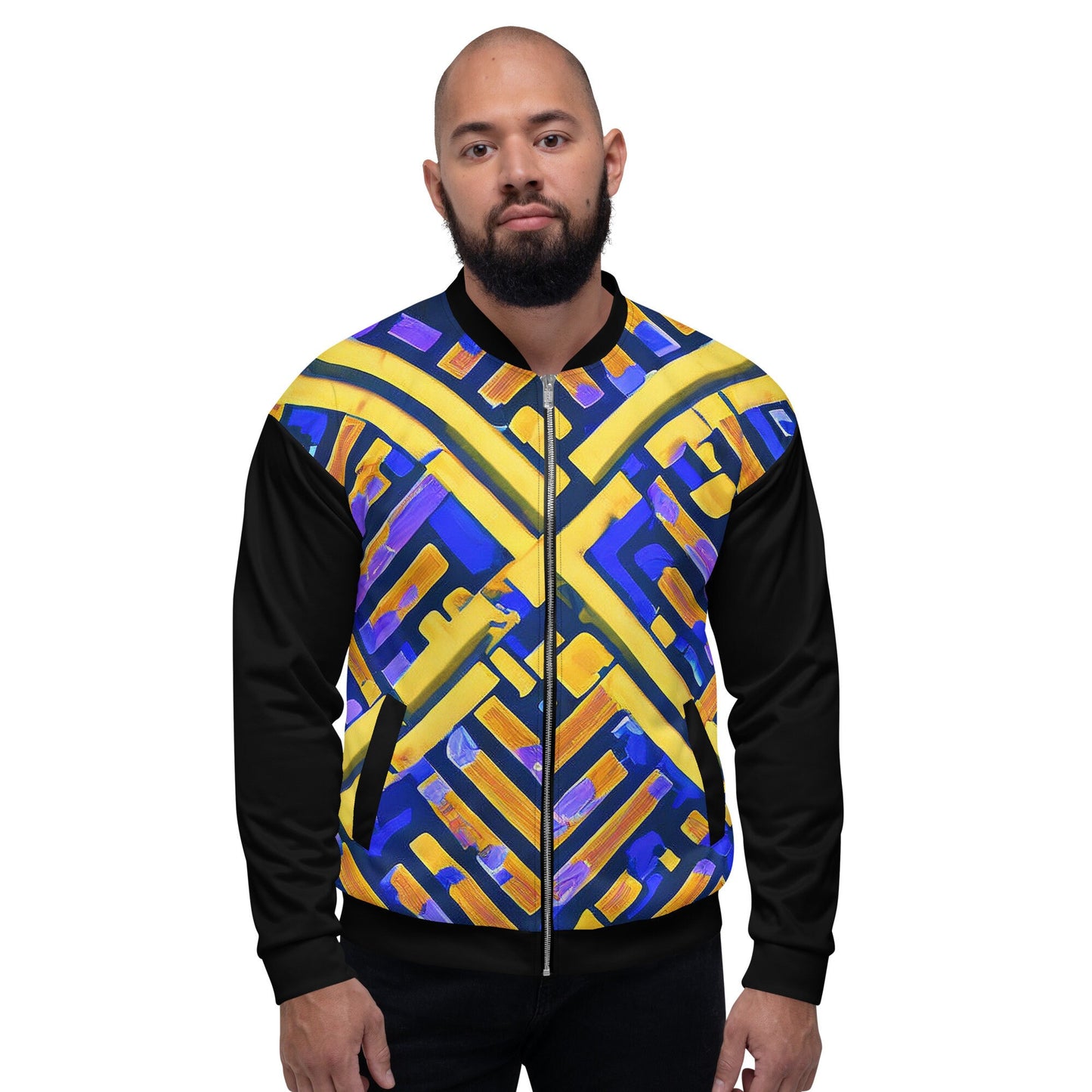 Funky Tiger® Men's Geometric Style Bomber Jacket