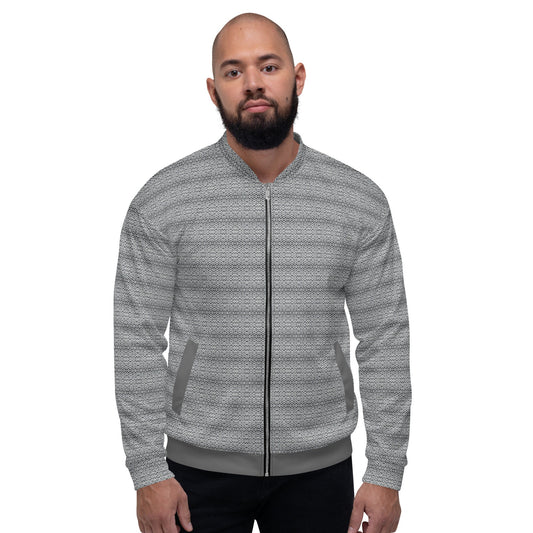 Funky Tiger® Mens Monogram Premium Bomber Jacket - Silver