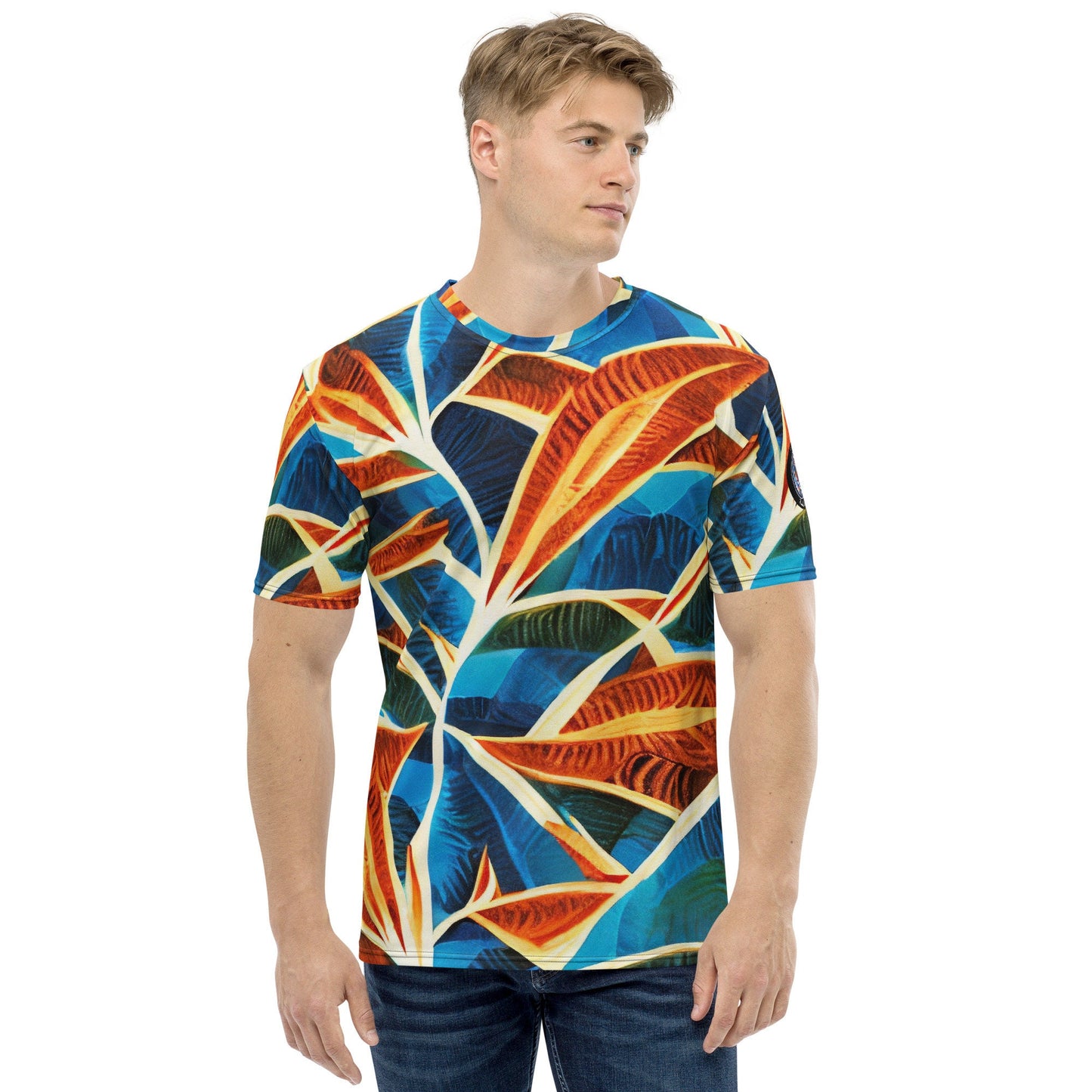 Funky Tiger® Men's Hawaii Red Palms Long Premium Polyester T-shirt