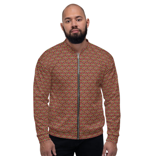 Funky Tiger® Mens Monogram Premium Bomber Jacket - Cardinal