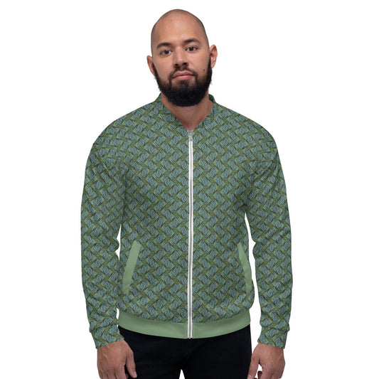 Funky Tiger® Mens Monogram Premium Bomber Jacket - Green Gold