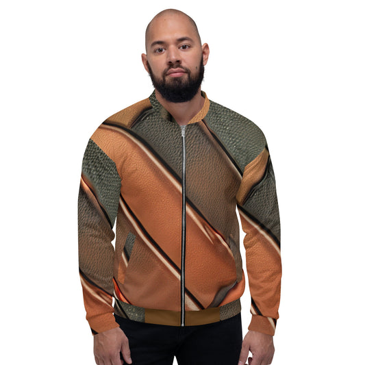 Funky Tiger® Mens Premium Bomber Jacket - Brown Leather Look