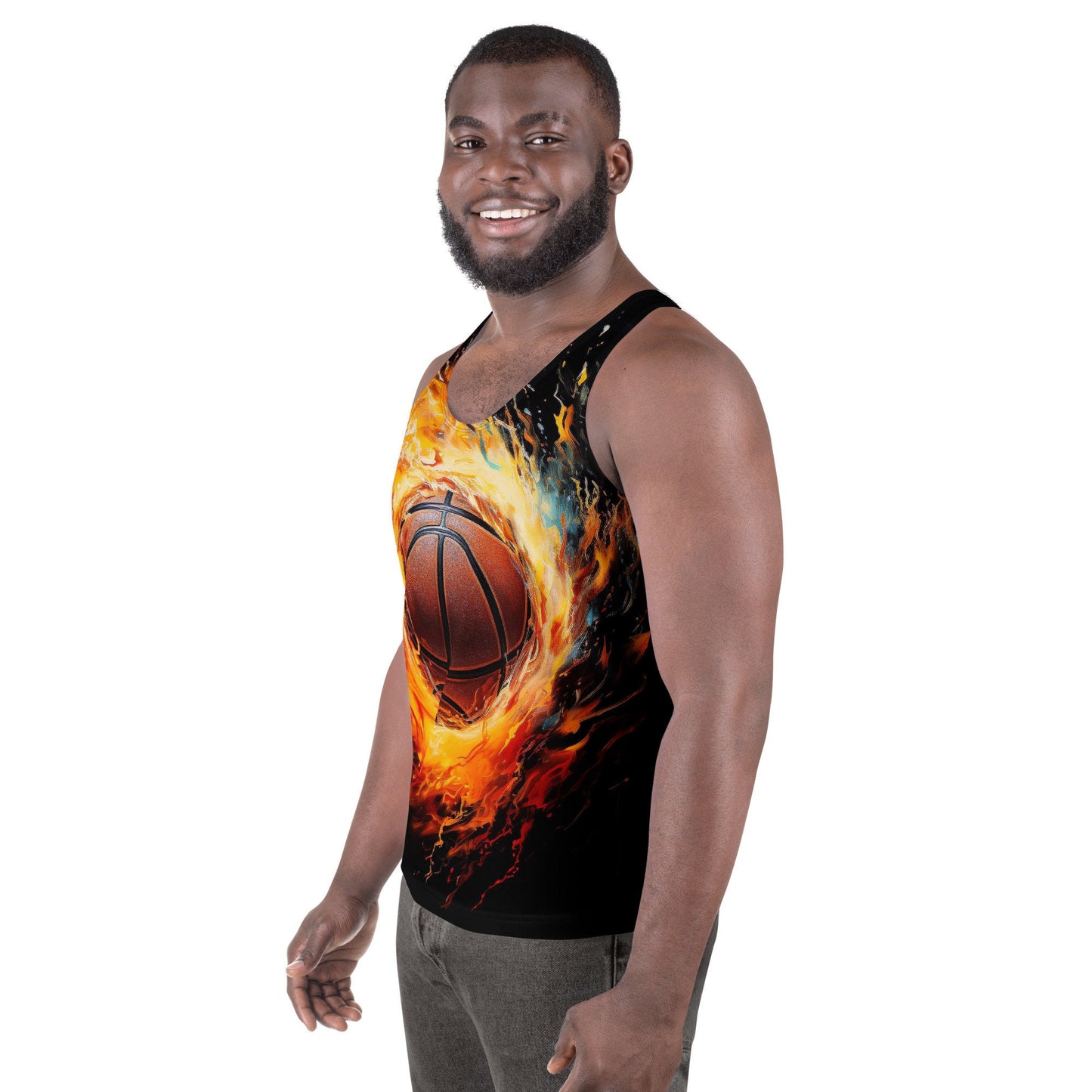 Funky Tiger® Men's Fireball Basketball Tank Top