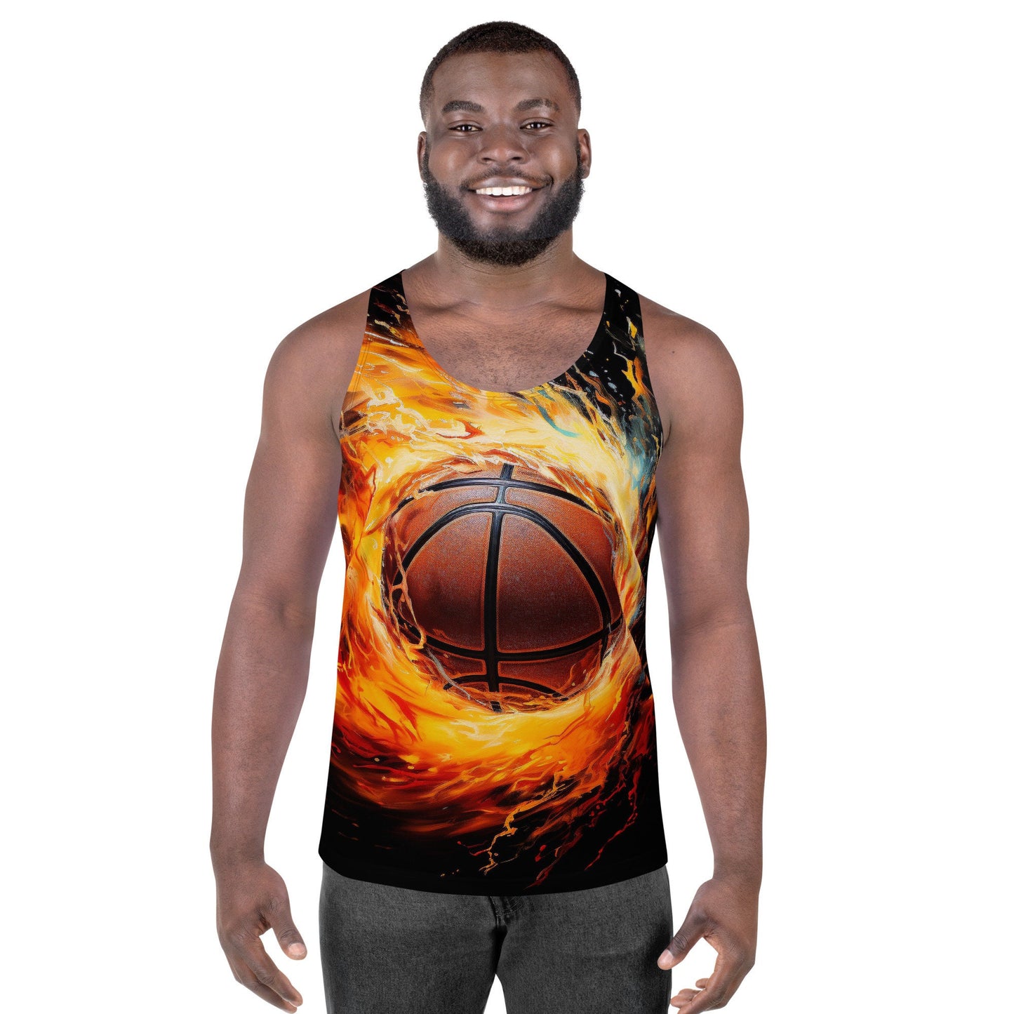 Funky Tiger® Men's Fireball Basketball Tank Top