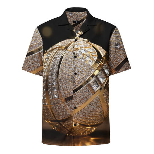 Funky Tiger® Diamond Encrusted Baller Button Down Shirt for Men | Short Sleeve Shirt | Casual Button Down | Summer | Vacation | Beach