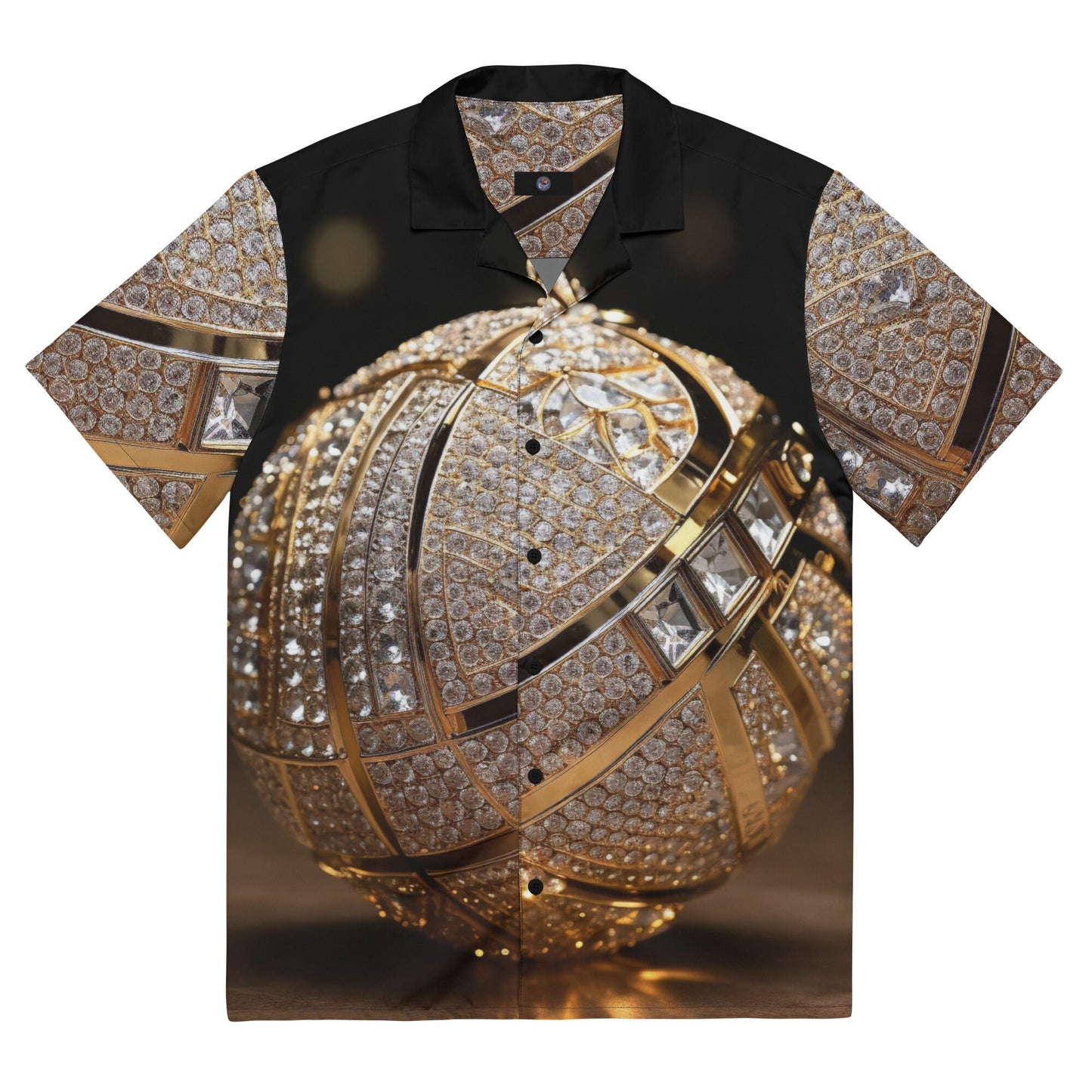Funky Tiger® Diamond Encrusted Baller Button Down Shirt for Men | Short Sleeve Shirt | Casual Button Down | Summer | Vacation | Beach