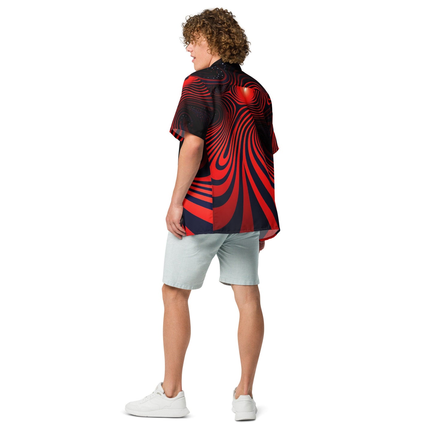 Funky Tiger® 2080's Red Psychedelic Button-Down Shirt