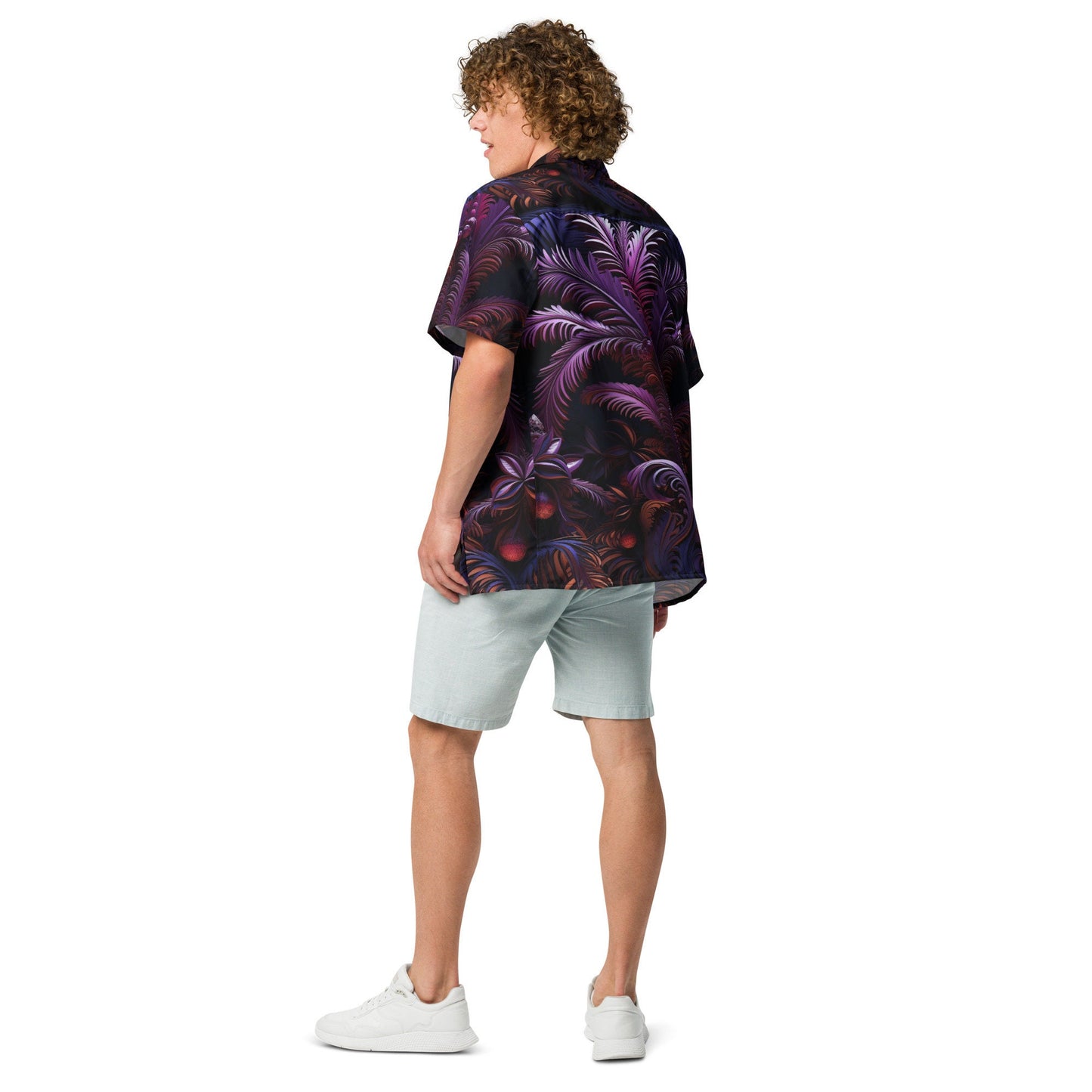 Funky Tiger® Palms of Metal Button Down Shirt for Men | Short Sleeve Shirt | Casual Button Down | Summer | Vacation | Beach