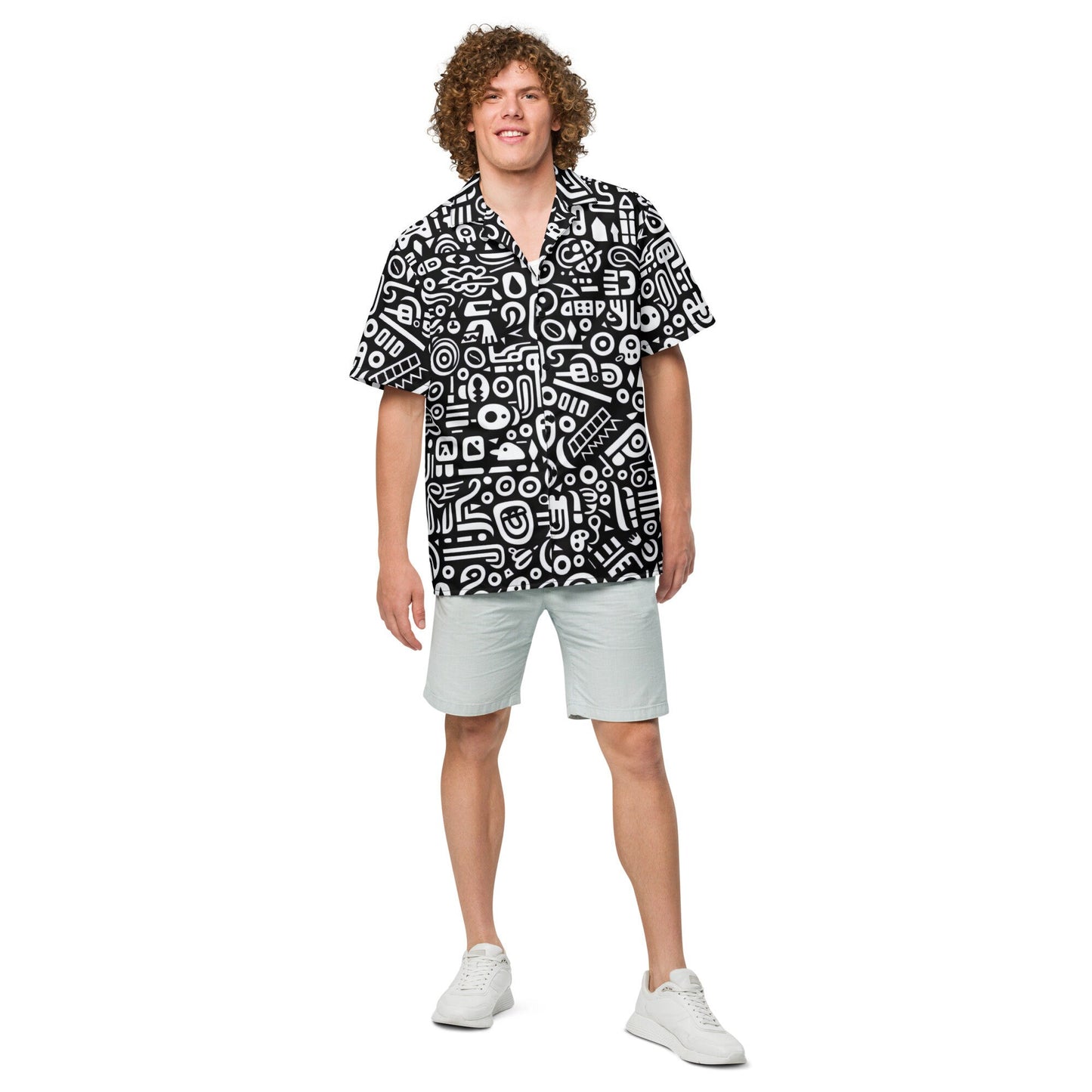 Funky Tiger® All About Nada Button Down Shirt for Men | Short Sleeve Shirt | Casual Button Down | Summer | Vacation | Beach