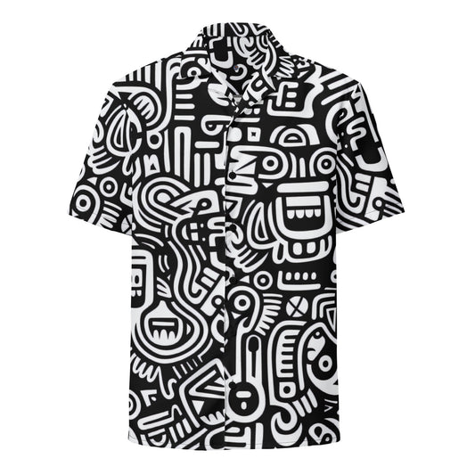 Funky Tiger® Craggy Bots Button Down Shirt for Men | Short Sleeve Shirt | Casual Button Down | Summer | Vacation | Beach