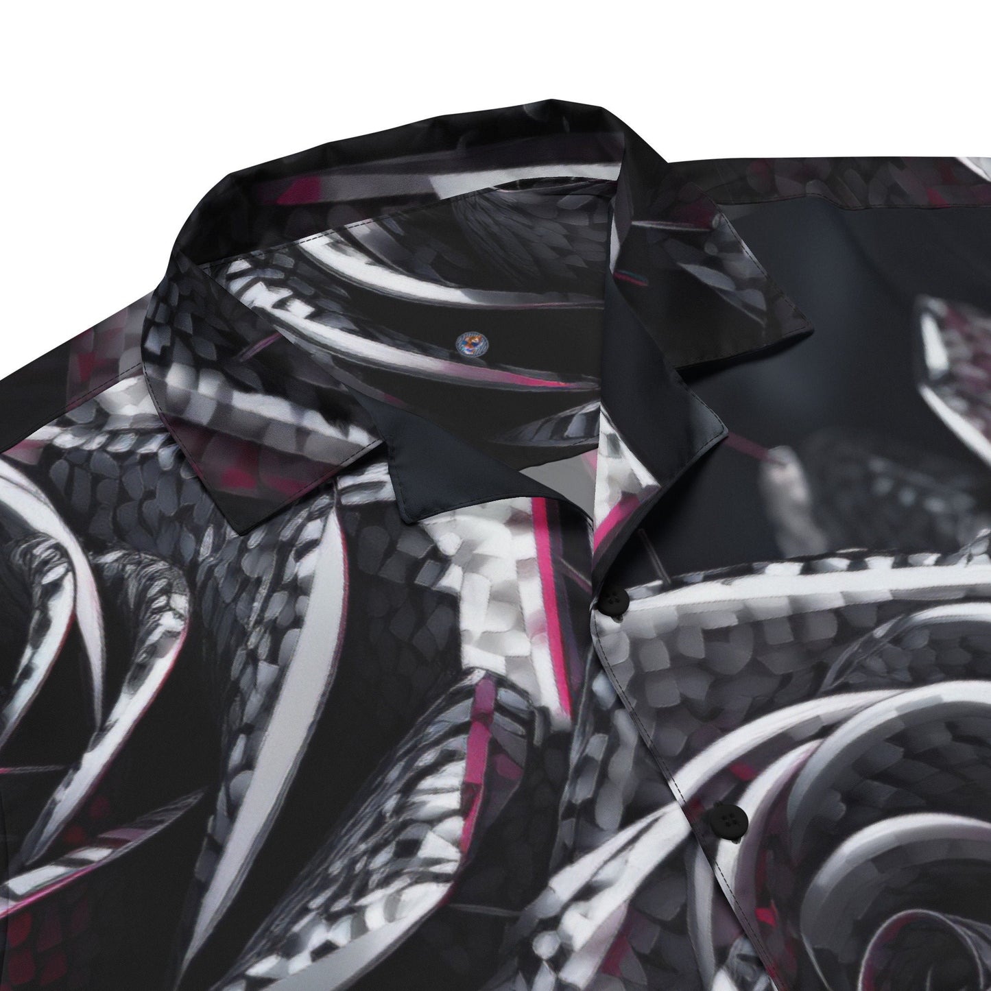 The Funky Tiger® 3D Dark Rose Button Down Shirt for Men | Short Sleeve Shirt | Casual Button Down | Summer | Vacation | Beach