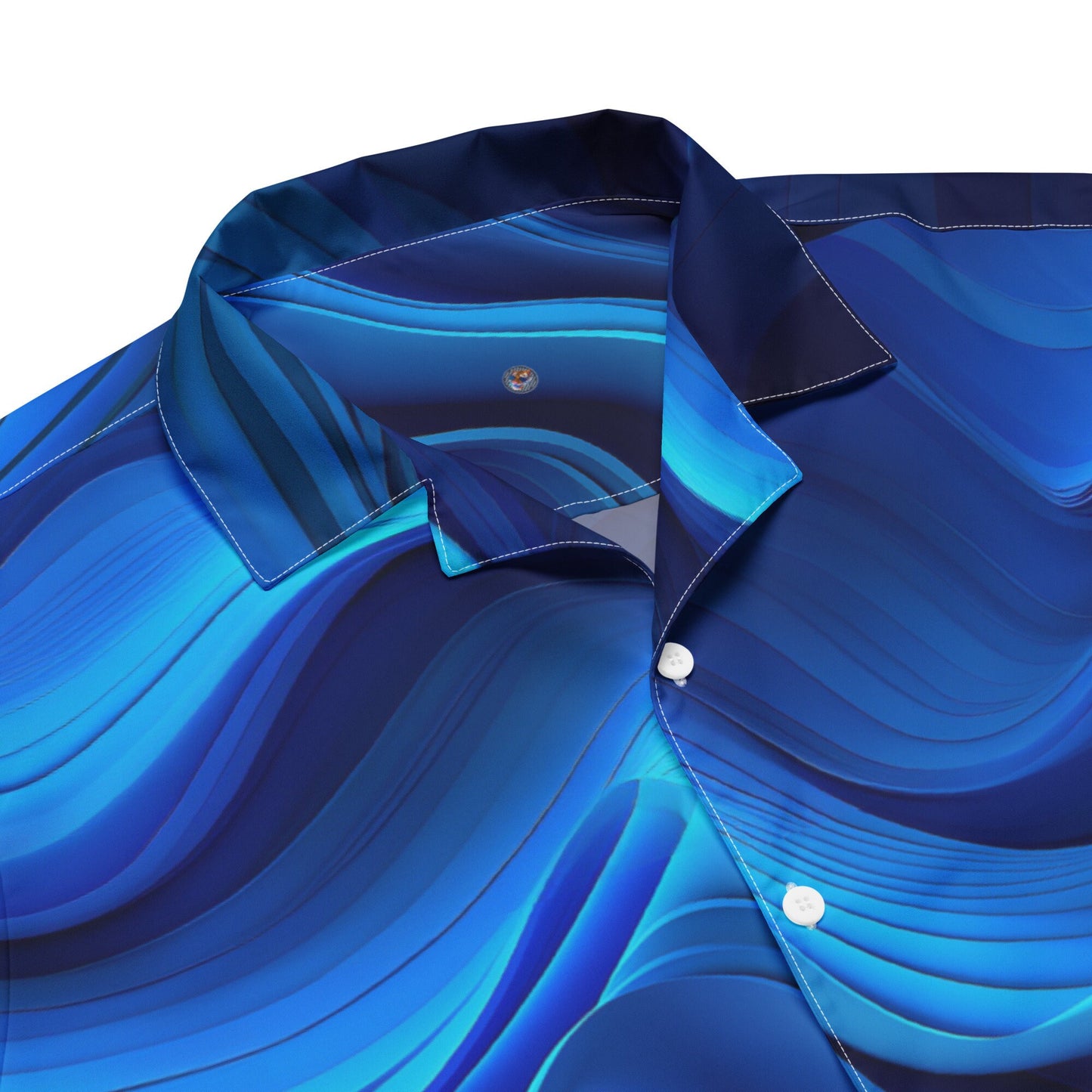 Funky Tiger® Oceanic Vortex Button Down Shirt for Men | Short Sleeve Shirt | Casual Button Down | Summer | Vacation | Beach