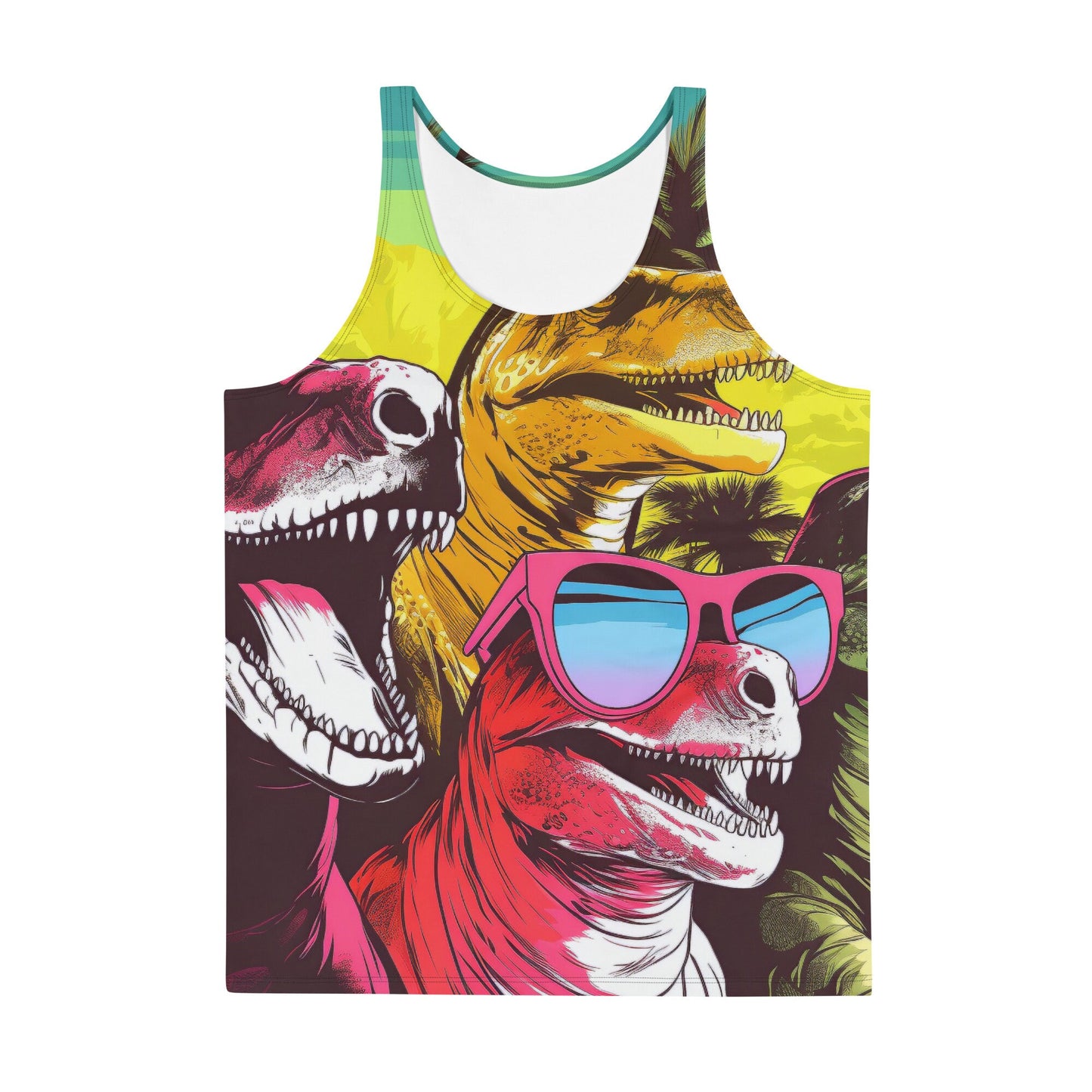 Funky Tiger® Dino Party Muscle Tank, Novelty Tank Top, Comical, Funny Gift, Halloween