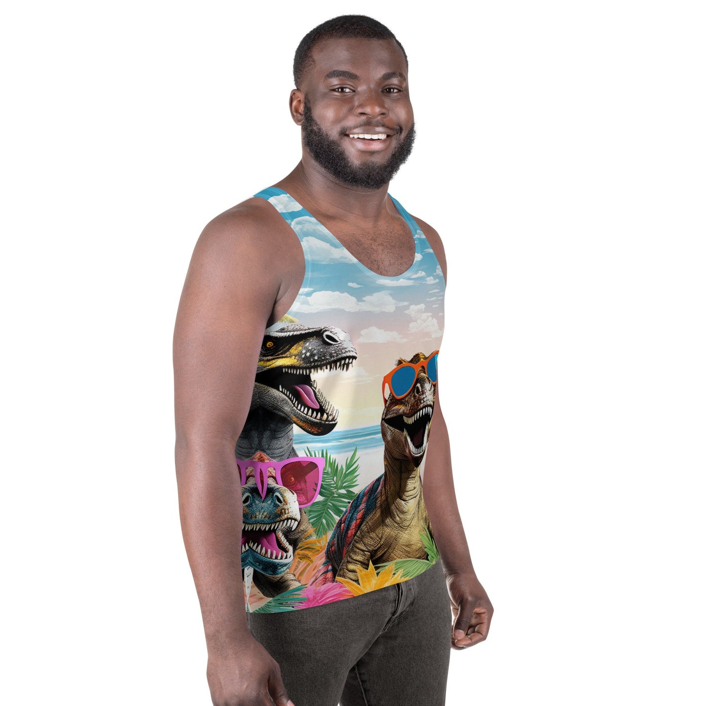 Funky Tiger® JurassicChill Muscle Tank, Novelty Tank Top, Comical, Funny Gift, Halloween