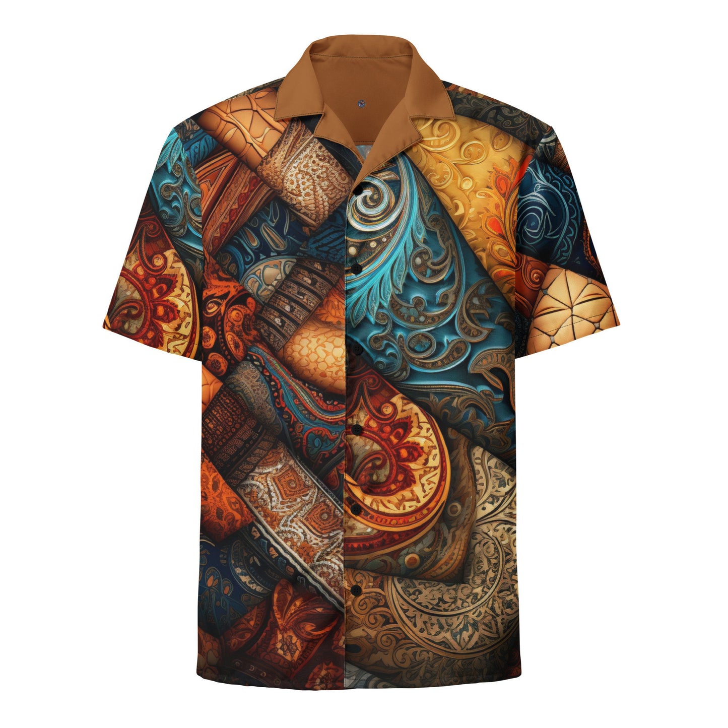 Funky Tiger® Paisley Flux Button Down Shirt, Casual Button Down Shirt for Men, Short Sleeve For Comfort