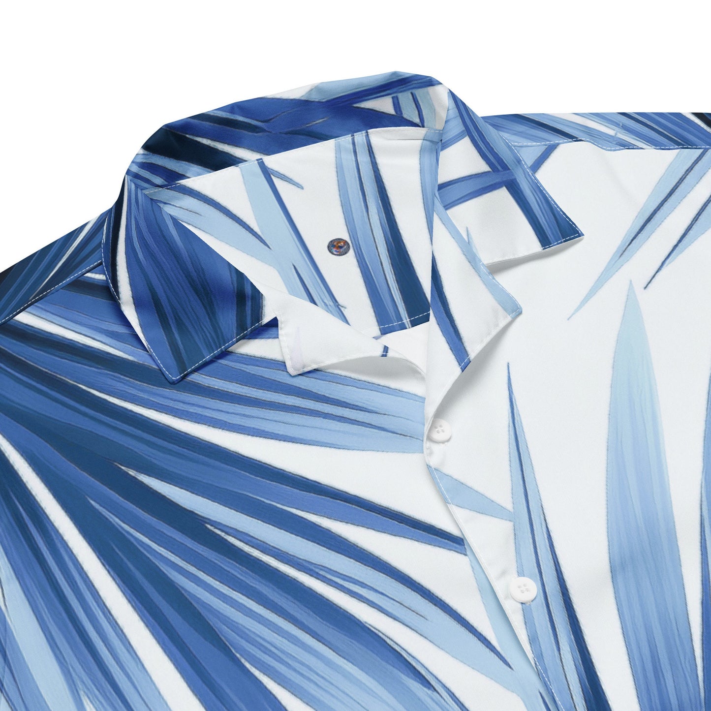 Funky Tiger® Blue Palma Button Down Shirt for Men | Short Sleeve Shirt | Casual Button Down | Summer | Vacation | Beach