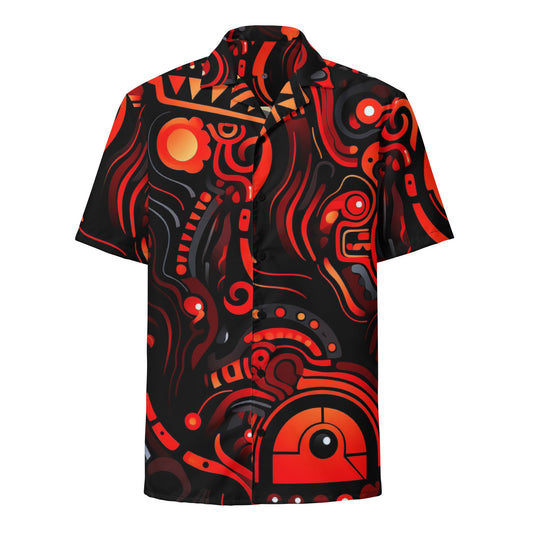 Funky Tiger® Savage Red Psychedelic Button-Down Shirt