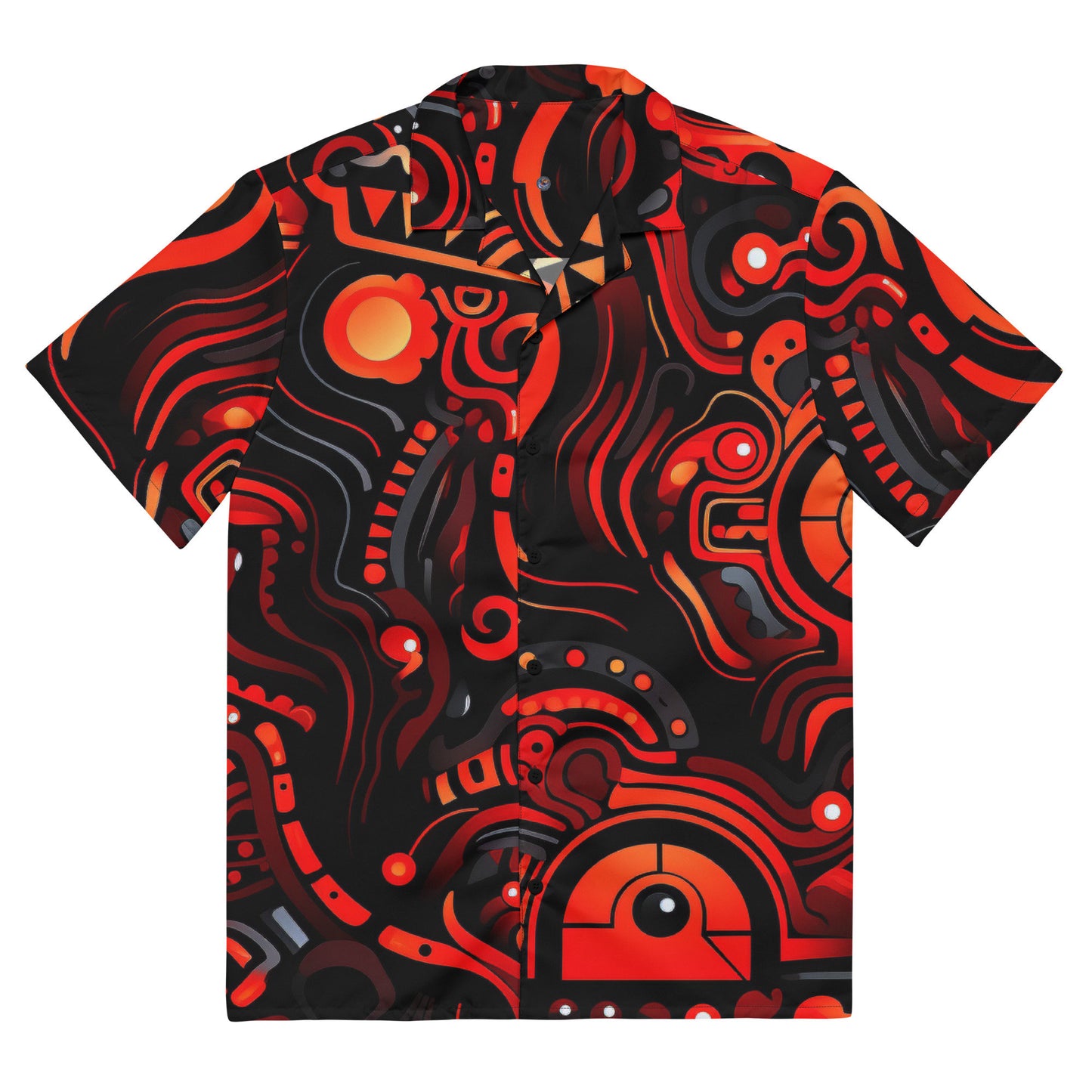 Funky Tiger® Savage Red Psychedelic Button-Down Shirt