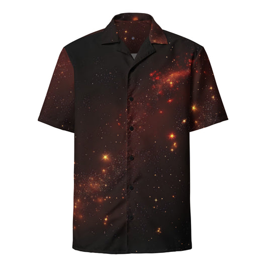 Funky Tiger® Dragon's Quill Button Down Shirt, Short Sleeve, Cosmic, For Men, Casual, Vacation, Beach