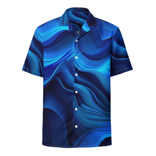 Funky Tiger® Oceanic Vortex Button Down Shirt for Men | Short Sleeve Shirt | Casual Button Down | Summer | Vacation | Beach