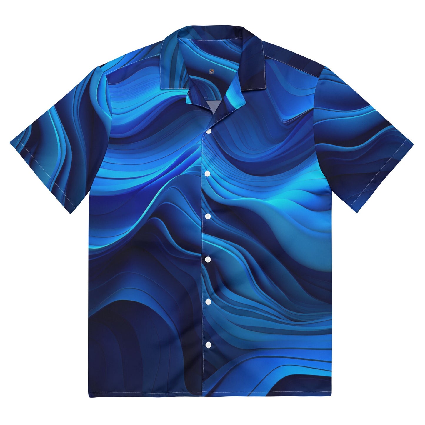 Funky Tiger® Oceanic Vortex Button Down Shirt for Men | Short Sleeve Shirt | Casual Button Down | Summer | Vacation | Beach