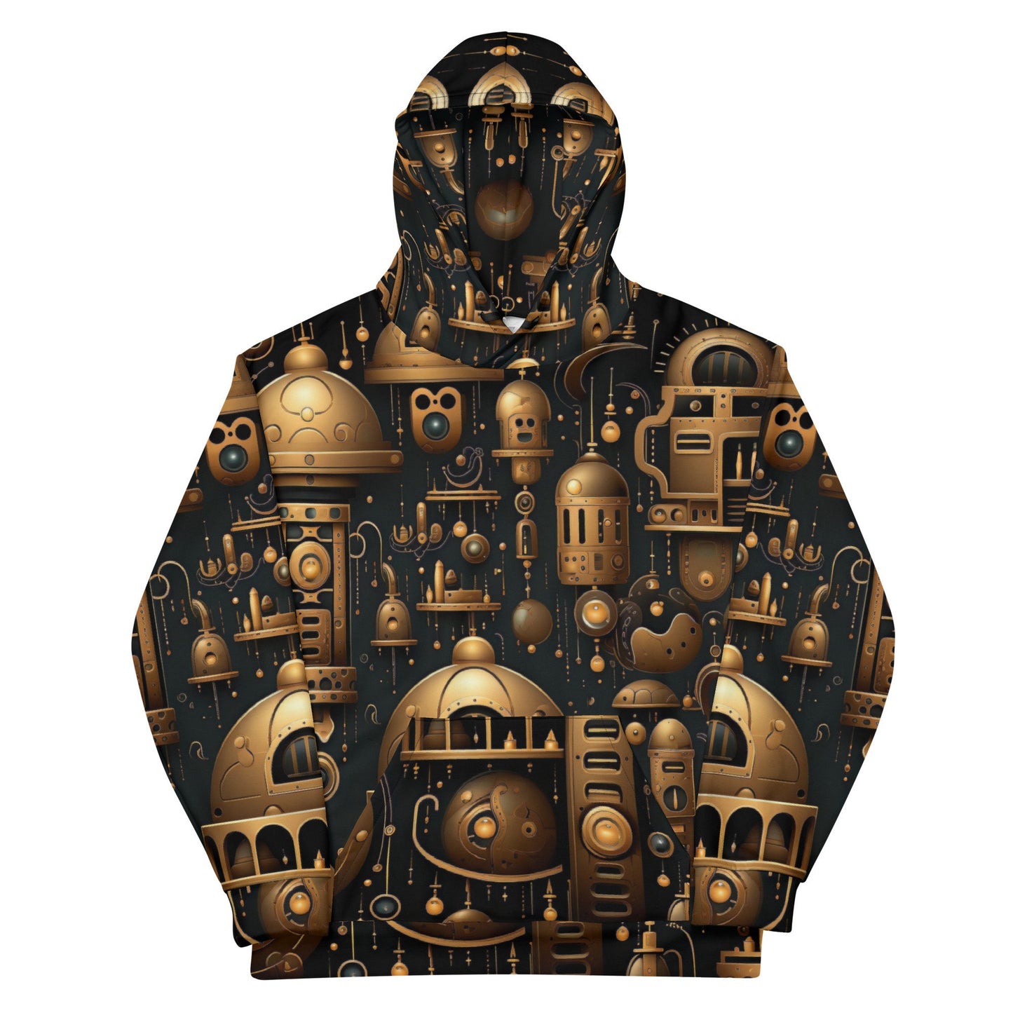 Funky Tiger® - Gamer's Hoodie with Unique Brown Graphics on Black Canvas,Fall