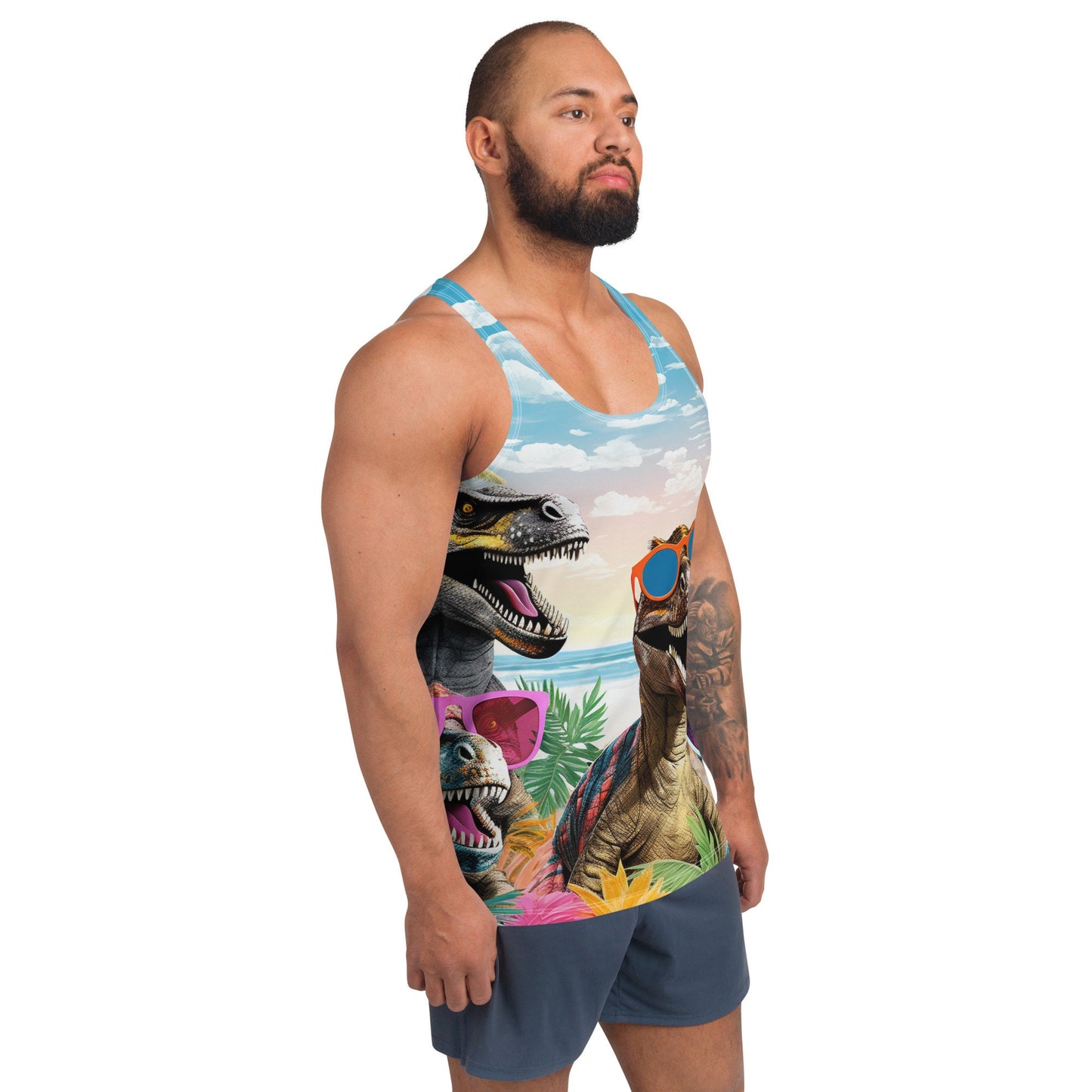Funky Tiger® JurassicChill Muscle Tank, Novelty Tank Top, Comical, Funny Gift, Halloween