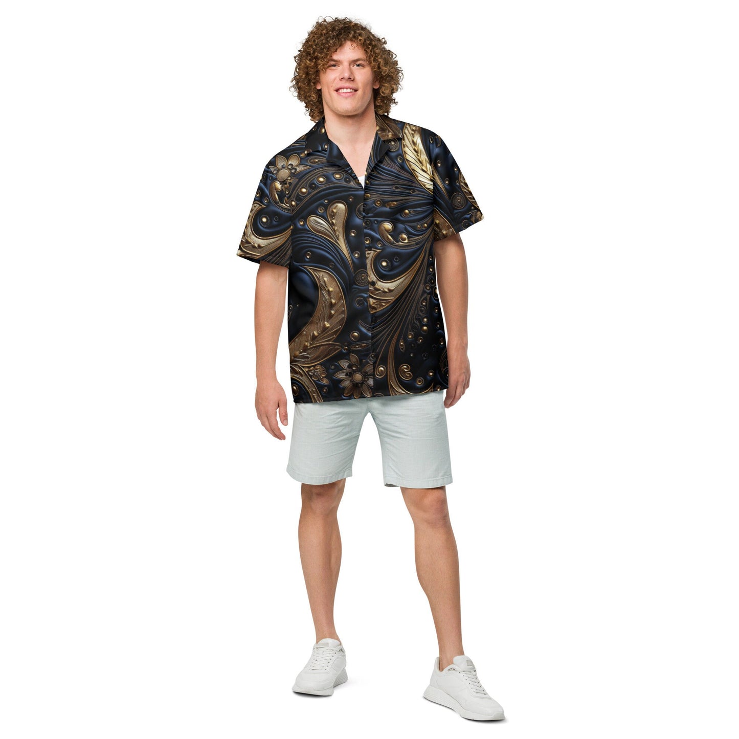 Funky Tiger® Paisley Continuum Button Shirt, Casual Button Down Shirt For Men, Short Sleeve for Comfort