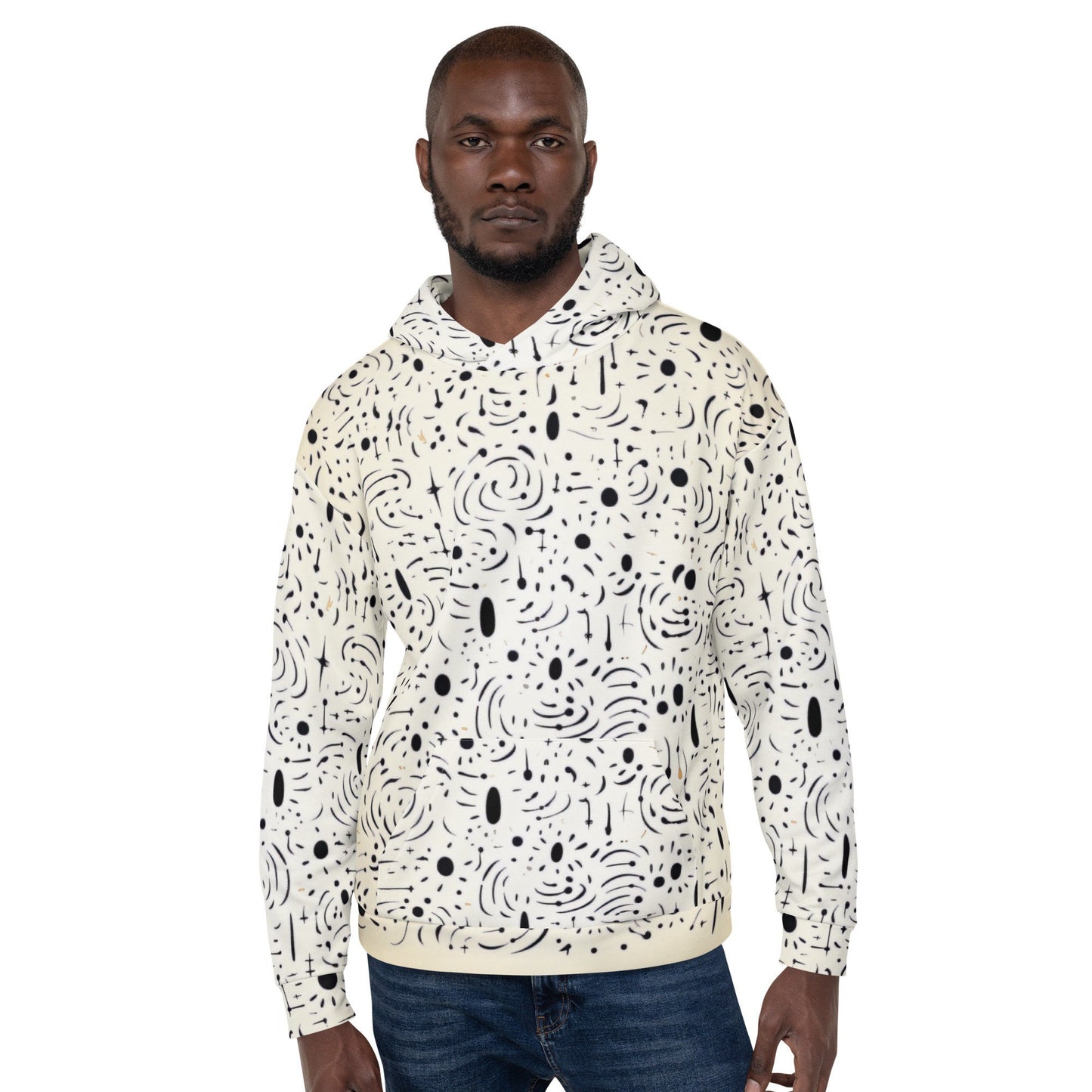 Funky Tiger® AstroLinx III Hoodie - Off White , Cool Hoodie for Events, Parties, Gaming ,Every Occasion,Fall