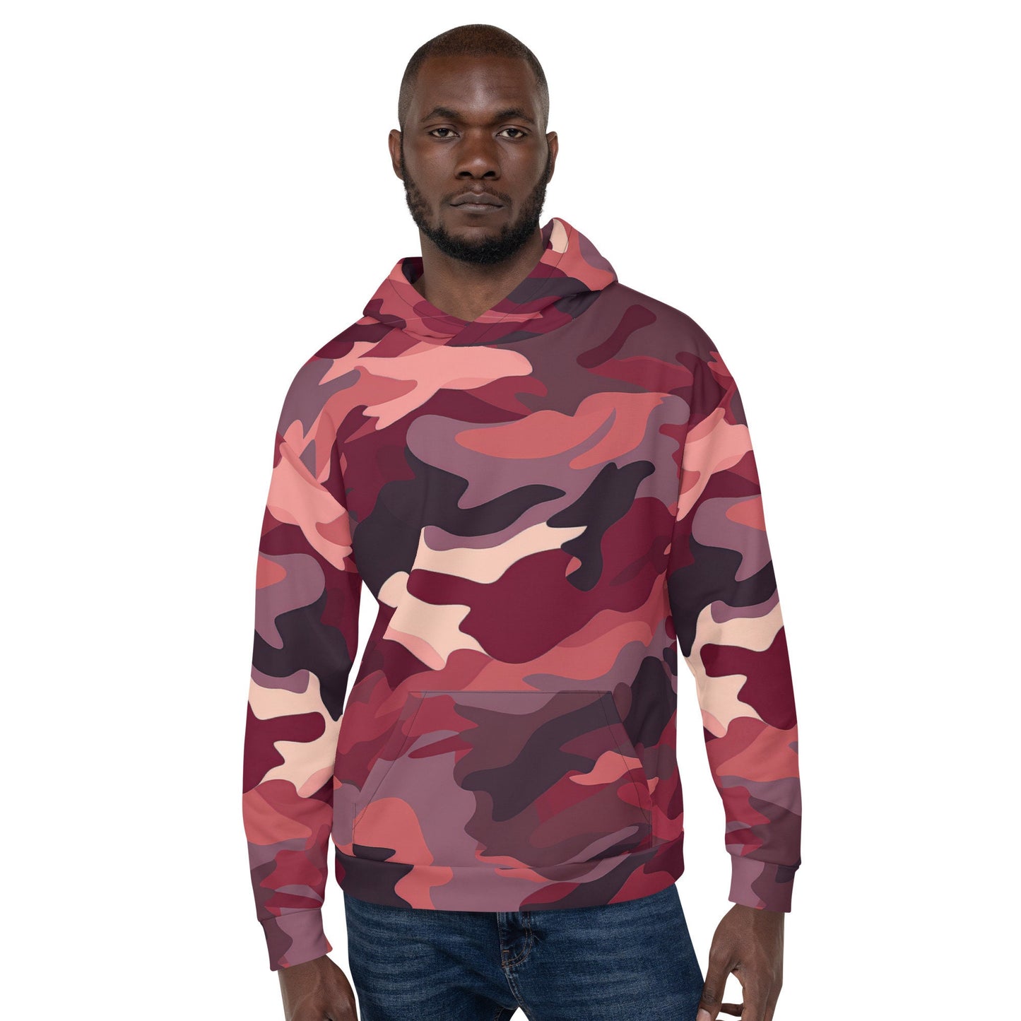 Funky Tiger® Camouflage Hoodie in Crimson/Maroon/Burgundy For Gameday| Sports | Events | Party | Everyday| Crimson | Maroon,Fall