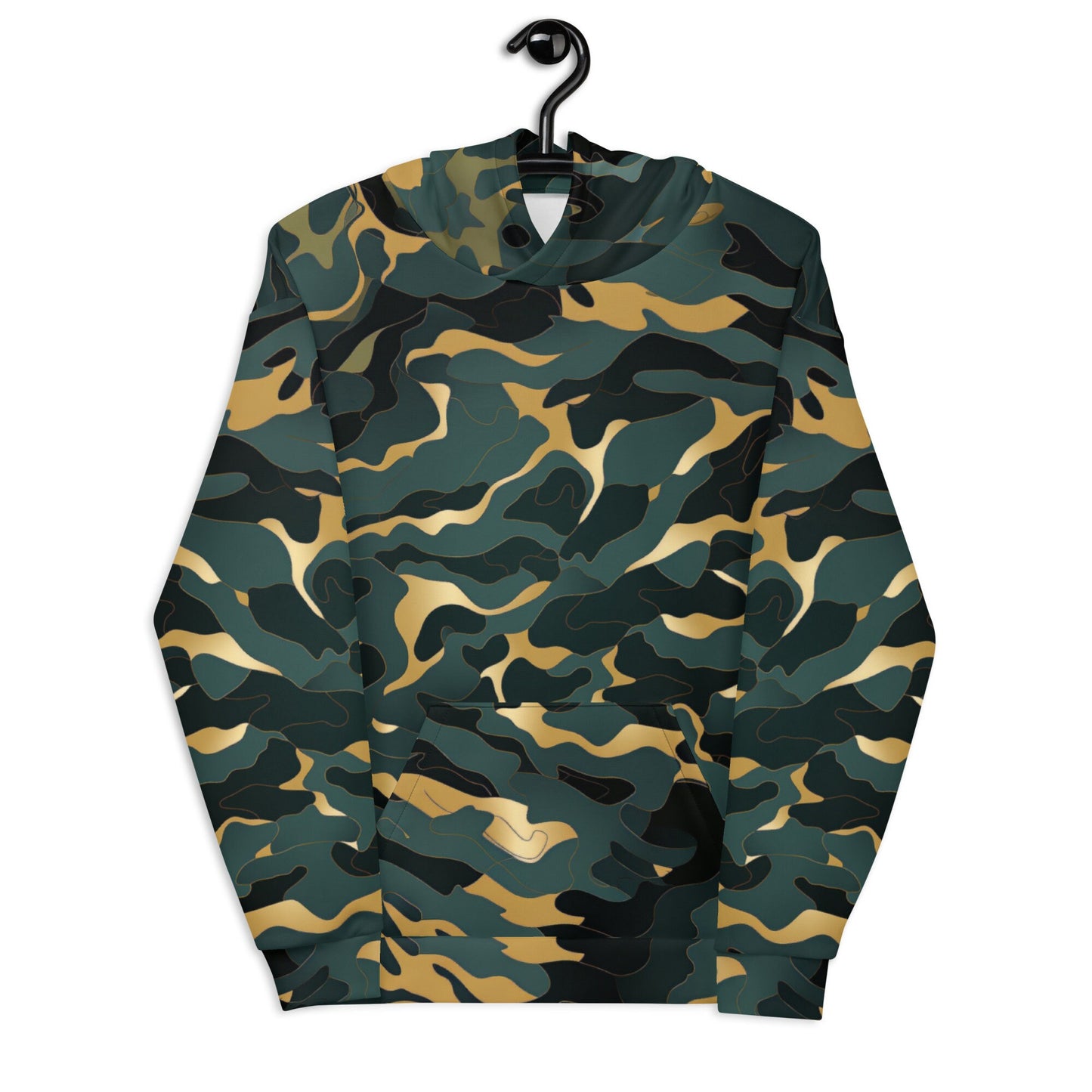Funky Tiger® Camouflage Hoodie in Dark Green and Gold For Game Day | Gaming | Party | Event | Tailgate | Everyday| Dark Green and Gold,Fall