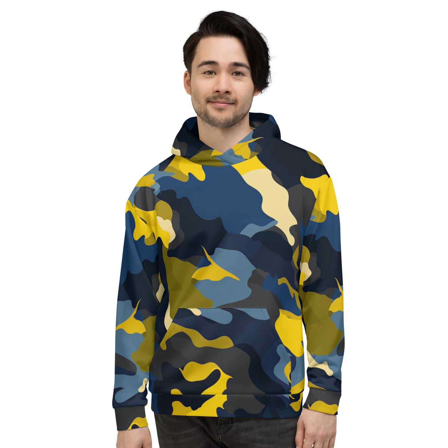 Funky Tiger® Camouflage Hoodie in Navy and Yellow for Game Day | Gamers | Party | Event | Tailgate | Everyday,Fall