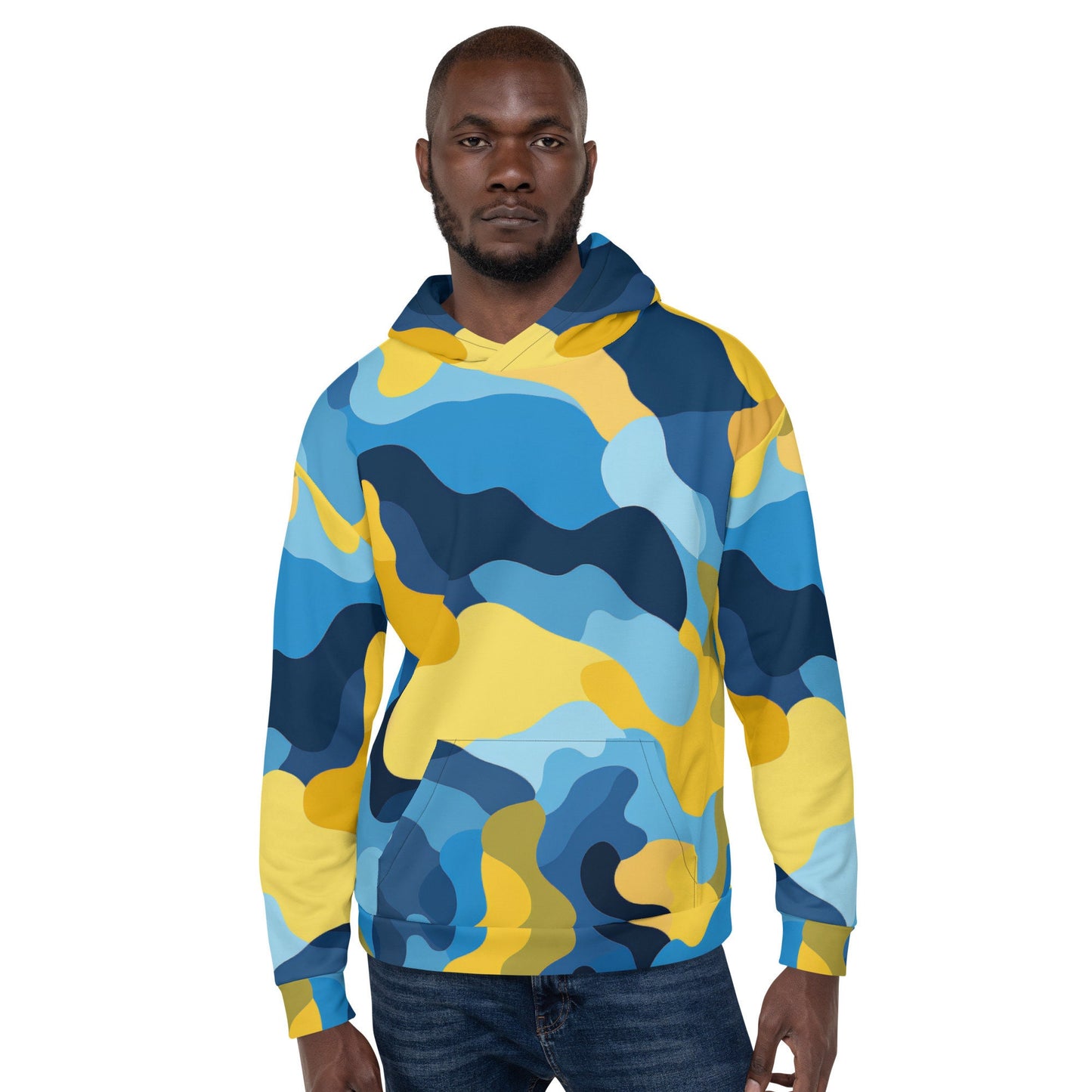 Funky Tiger® Camouflage Hoodie in Blue and Yellow for Game Day | Tailgate | Party | Event | Everyday,Fall