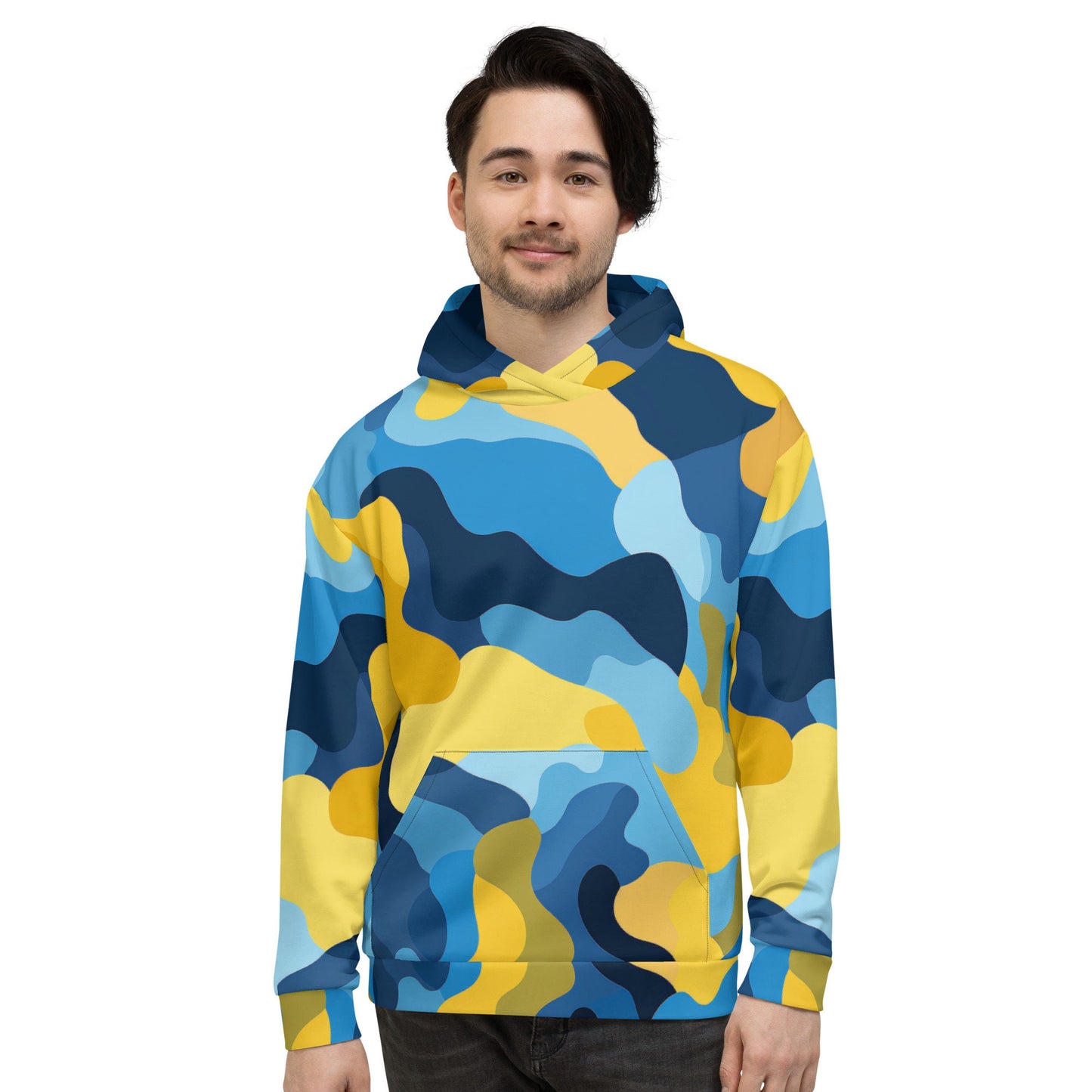 Funky Tiger® Camouflage Hoodie in Blue and Yellow for Game Day | Tailgate | Party | Event | Everyday,Fall