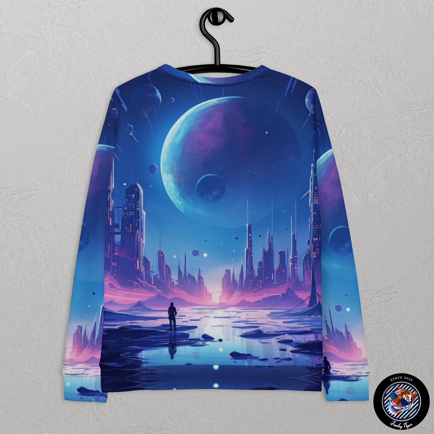 Funky Tiger® Moonlit Skies Unisex Sweatshirt, Cool Sweater for Party, Beach, Concert, Everyday Essentials with Unique Designs,Fall