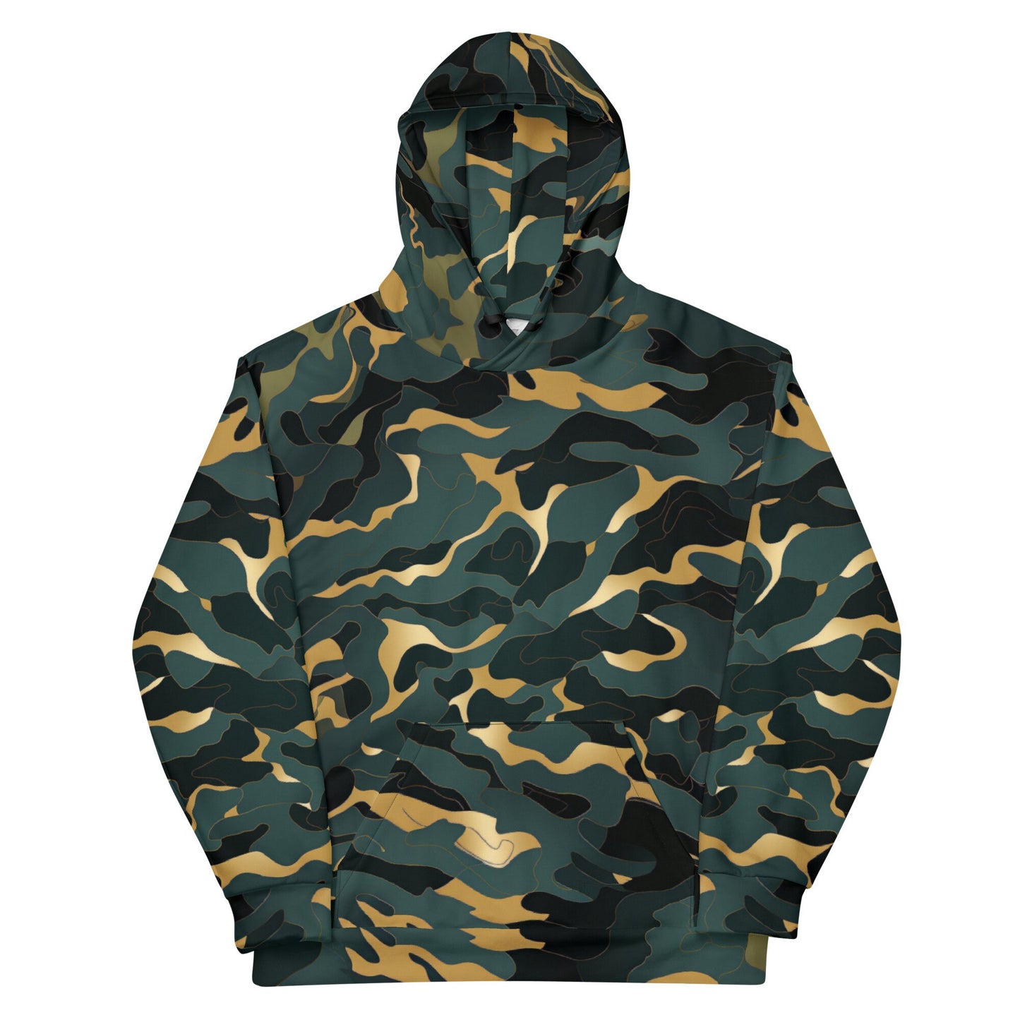Funky Tiger® Camouflage Hoodie in Dark Green and Gold For Game Day | Gaming | Party | Event | Tailgate | Everyday| Dark Green and Gold,Fall