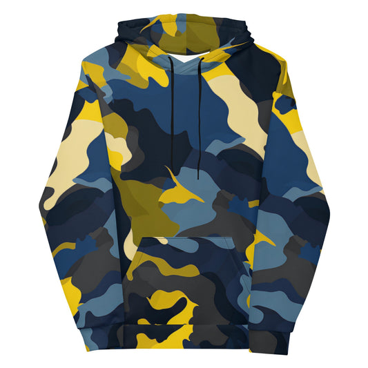 Funky Tiger® Camouflage Hoodie in Navy and Yellow for Game Day | Gamers | Party | Event | Tailgate | Everyday,Fall