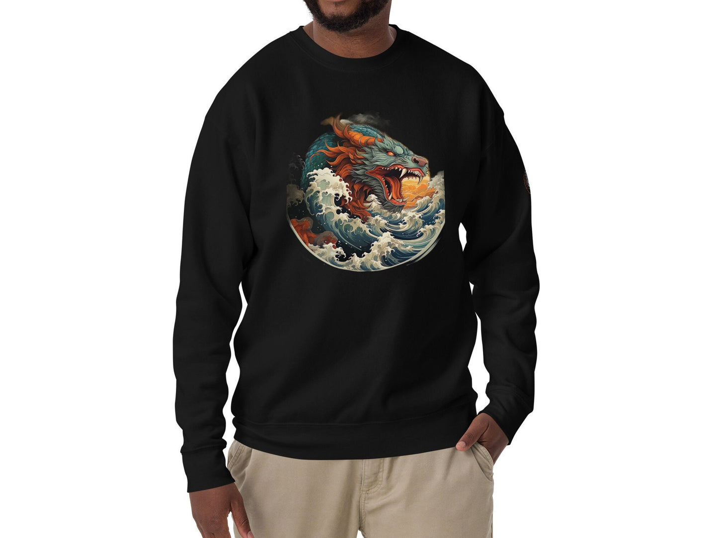 Funky Tiger® Men's DragonSurf Sweater in Black