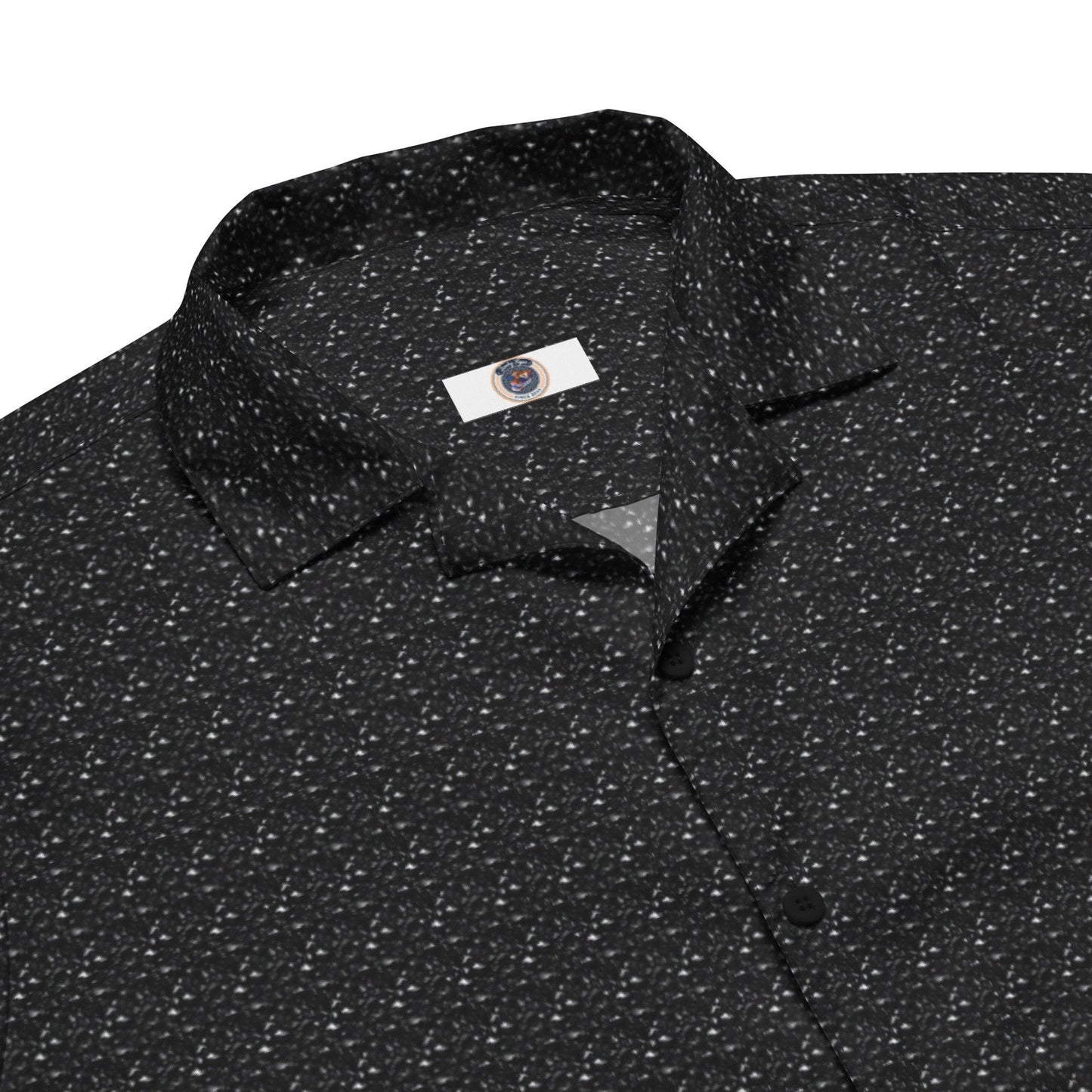 Funky Tiger® Diamond Jacquard Black Button Down Shirt for Men | Short Sleeve Shirt | Casual Button Down | Summer | Vacation | Beach