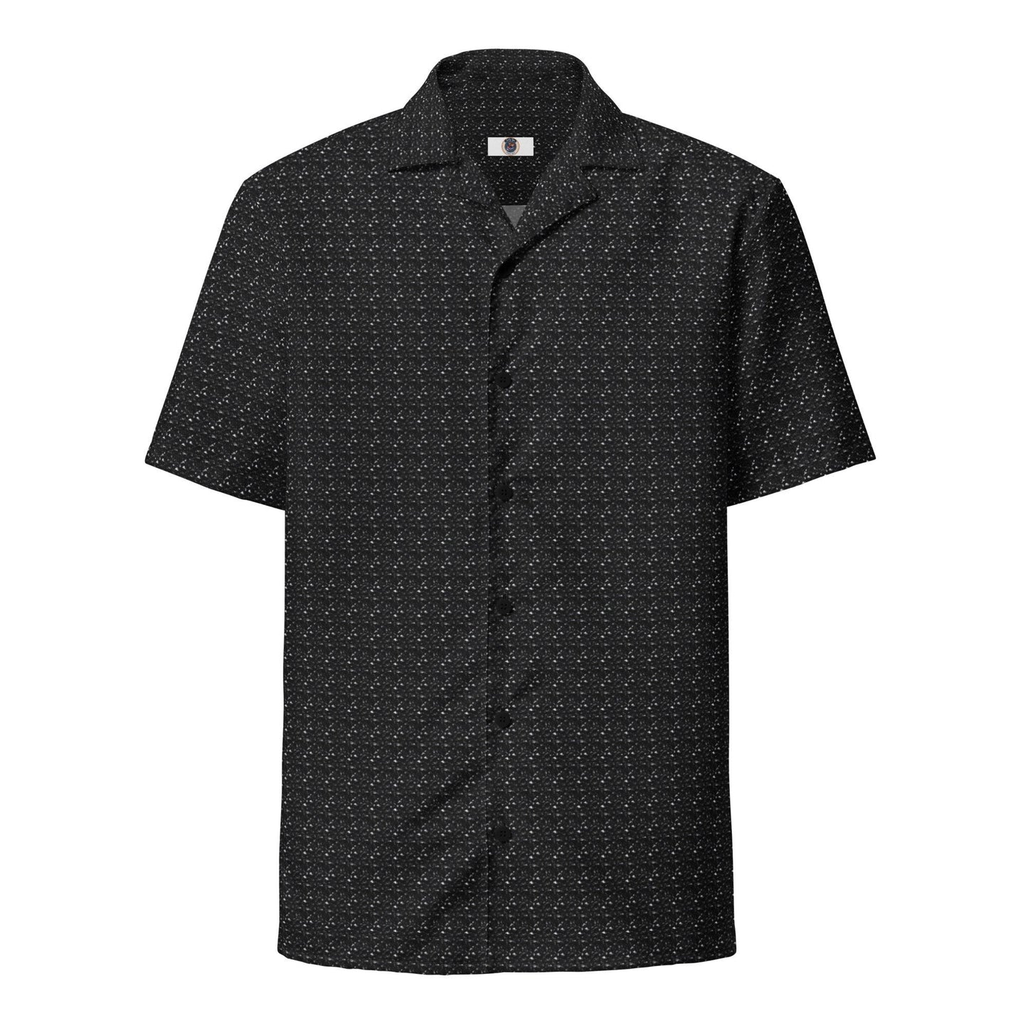 Funky Tiger® Diamond Jacquard Black Button Down Shirt for Men | Short Sleeve Shirt | Casual Button Down | Summer | Vacation | Beach